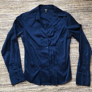 Mossimo sateen fitted button down shirt navy